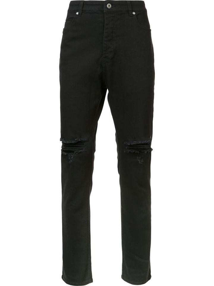 Zanerobe Destroyed Slim-fit Jeans, Men's, Size: 32, Black, Cotton/spandex/elastane
