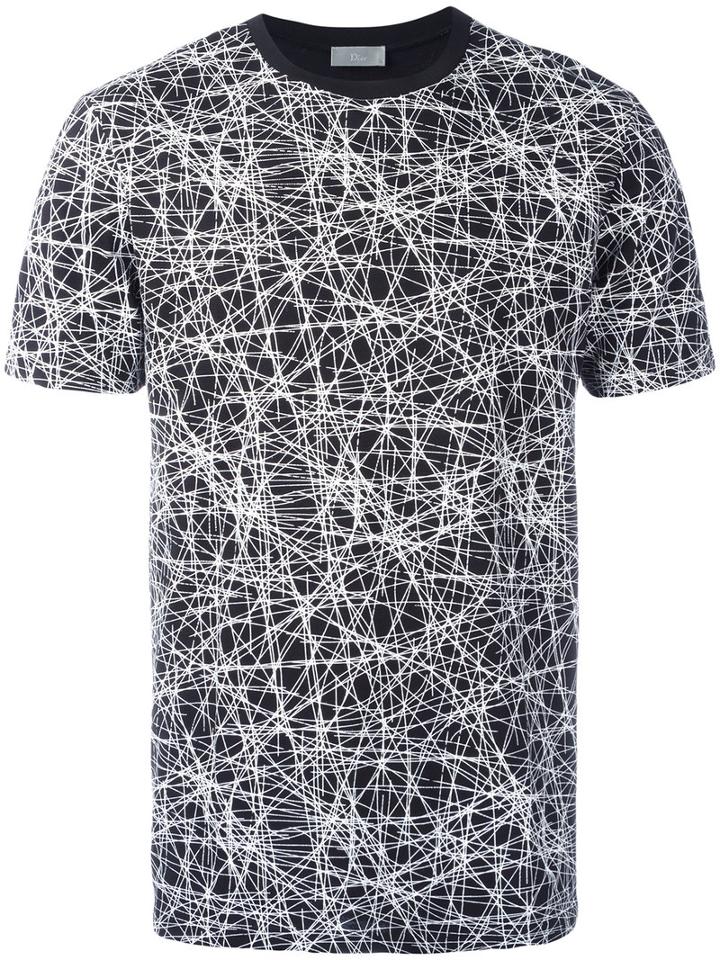 Dior Homme Graphic Line Detail T-shirt, Men's, Size: Small, Black, Cotton/polyurethane
