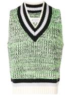 Maison Margiela Stripe Detail Sleeveless Sweater - Green
