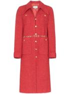 Gucci Horsebit Belt Tweed Coat - Red