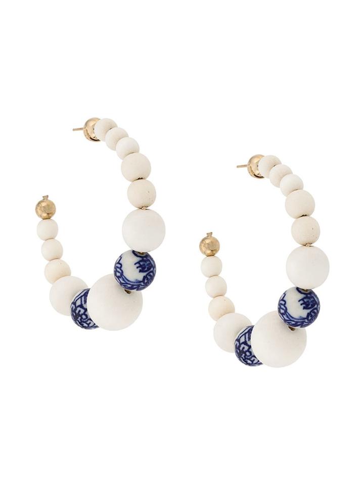 Rosantica Beaded Hoop Earrings - White