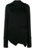 Ann Demeulemeester Belted Wrap Hoodie, Women's, Size: 42, Black, Cotton/lyocell
