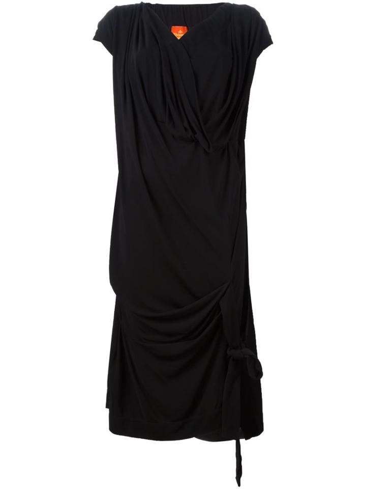 Vivienne Westwood Red Label Draped Midi Dress, Women's, Size: 40, Black, Viscose