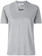 Msgm - Logo Print T-shirt - Women - Cotton - S, Grey, Cotton