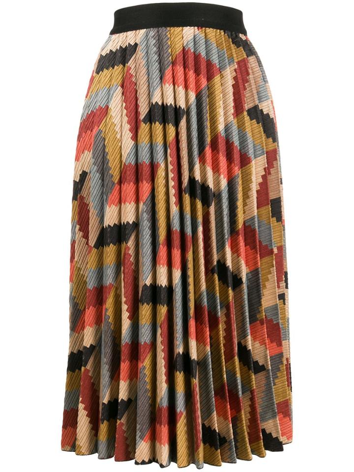 M Missoni Geometric Print Pleated Skirt - Neutrals
