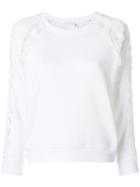 Chloé - Scalloped Lace Insert Sweatshirt - Women - Cotton - Xs, White, Cotton