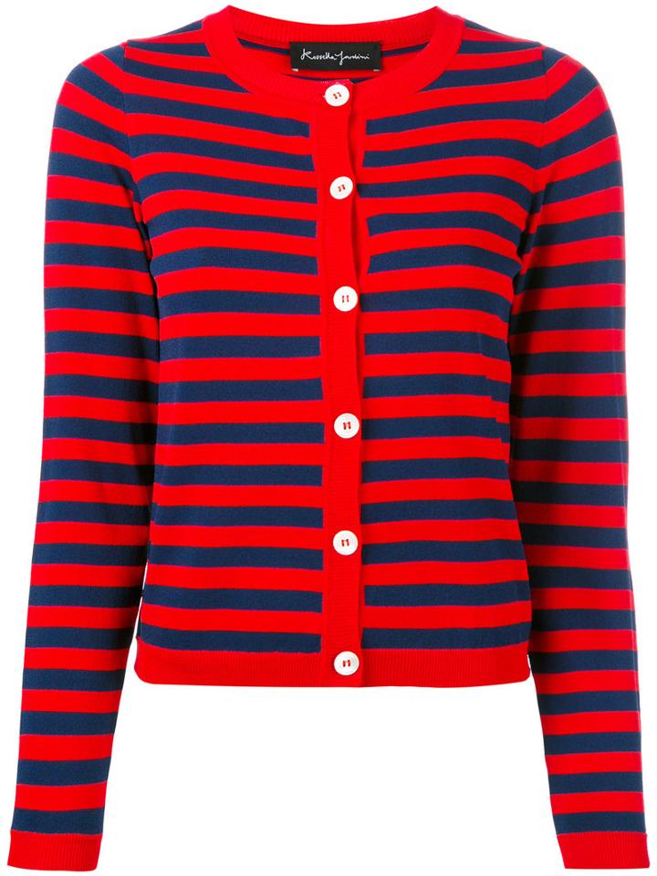 Rossella Jardini - Striped Buttoned Cardigan - Women - Polyamide/viscose - 44, Women's, Red, Polyamide/viscose