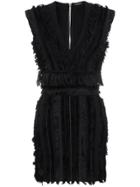Balmain Sleeveless Mini Dress With Fringing - Black