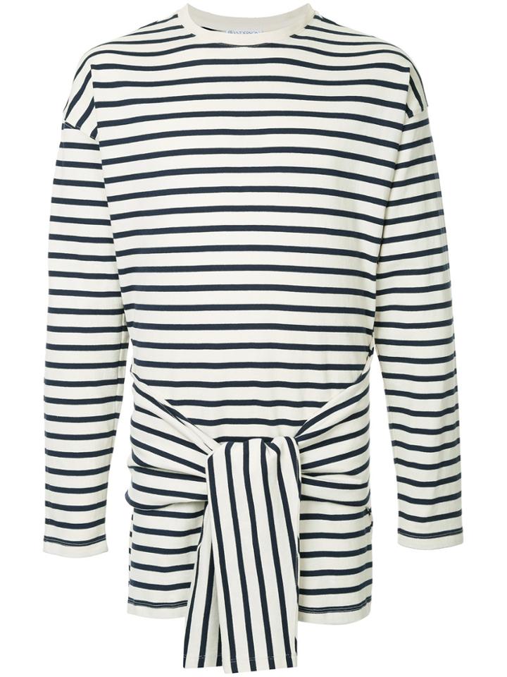 Jw Anderson Front Knot Striped T-shirt - White