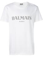 Balmain Logo T-shirt, Men's, Size: Xl, White, Cotton