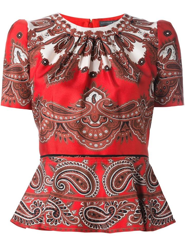 Alexander Mcqueen Paisley Peplum Top