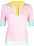 I-am-chen Silk Panelled Polo Top - Pink