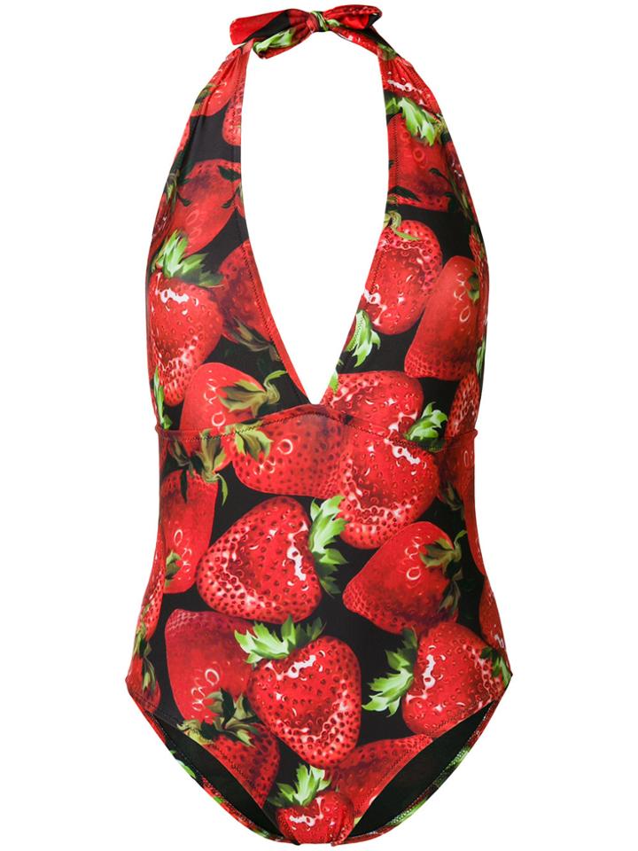 Moschino Strawberry Print Swimsuit - Red