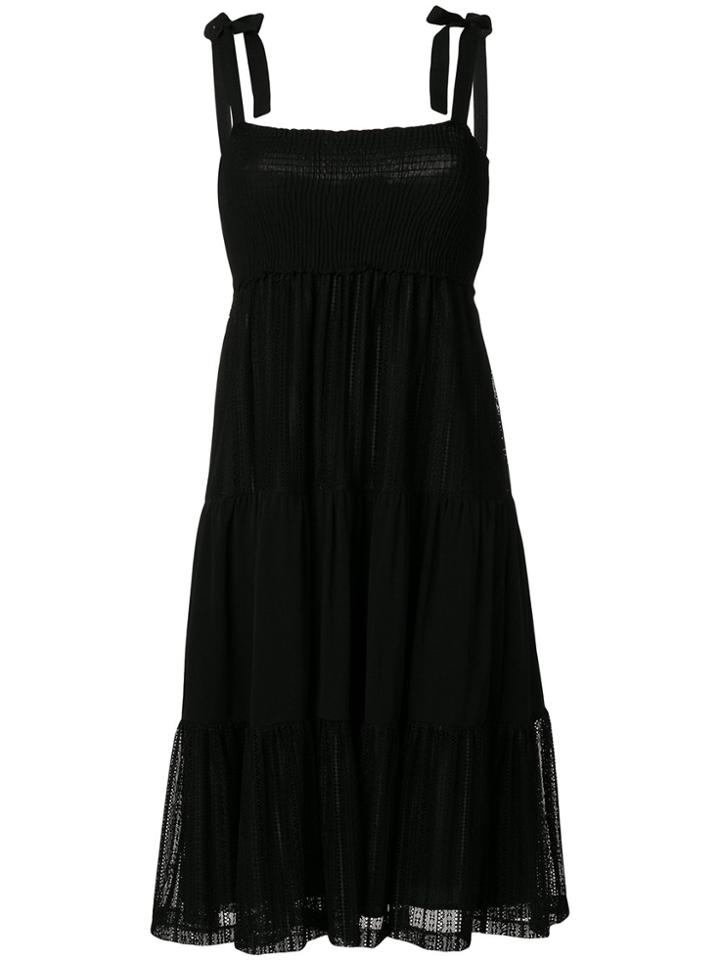 Red Valentino Ruffled Sleeveless Mini Dress - Black