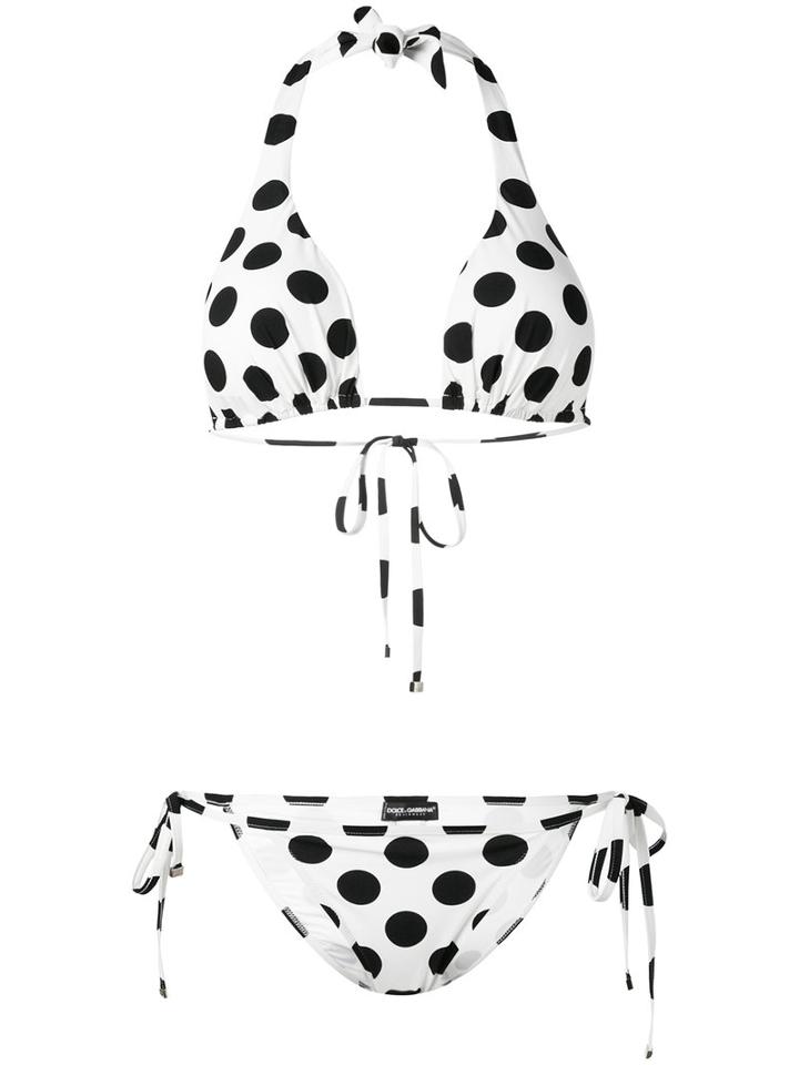 Dolce & Gabbana - Polka Dot Bikini - Women - Polyamide/polyester/polyurethane/spandex/elastane - 1, White, Polyamide/polyester/polyurethane/spandex/elastane