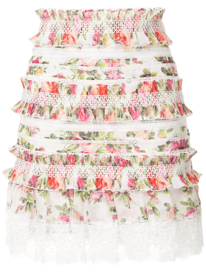 Zimmermann Watermelon Bouquet Ruffled Mini Skirt - Multicolour