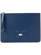 Salvatore Ferragamo Double Gancio Embossed Clutch - Blue