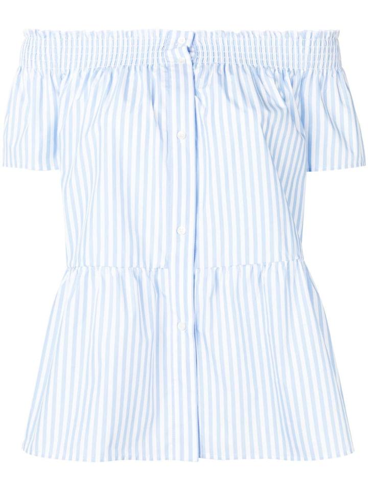 Red Valentino Striped Off-shoulder Blouse - Blue