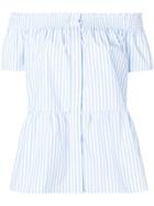 Red Valentino Striped Off-shoulder Blouse - Blue