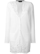 Twin-set Lace Detailing Buttoned Cardigan, Women's, Size: Xs, White, Cotton/polyamide/spandex/elastane
