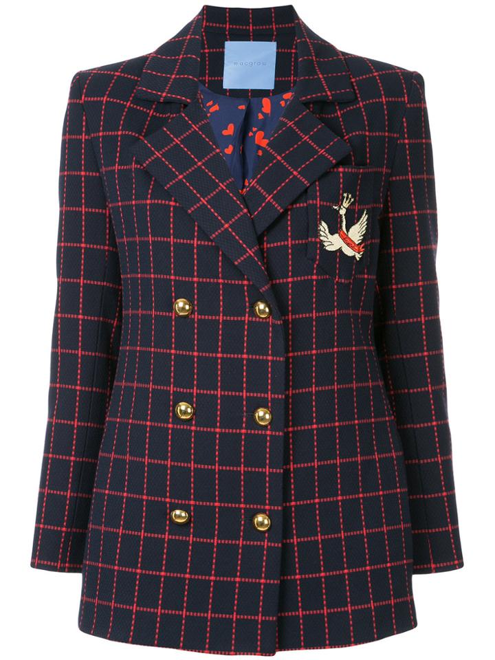 Macgraw Checked Double Breasted Blazer - Blue