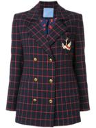 Macgraw Checked Double Breasted Blazer - Blue