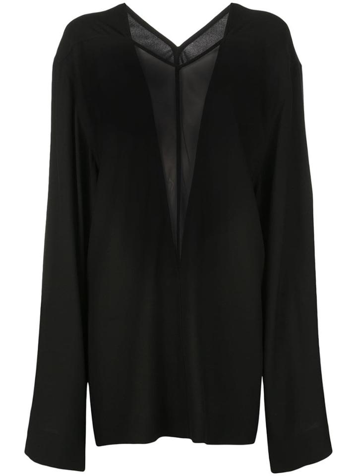 Rick Owens Oversized Sheer Panel Blouse - Black