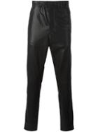 Ann Demeulemeester Grise Leather Tapered Trousers, Men's, Size: Medium, Black, Leather/cotton