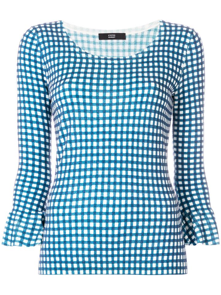 Steffen Schraut Gingham Knit Top - Blue