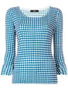 Steffen Schraut Gingham Knit Top - Blue