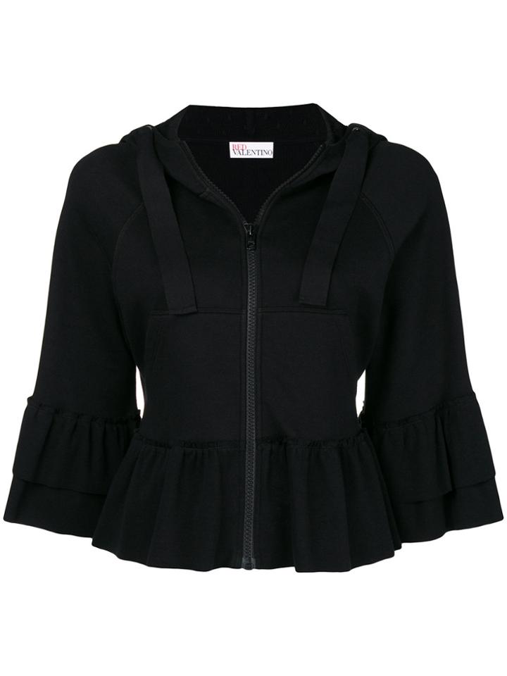 Red Valentino Zip Front Knitted Top - Black
