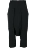 Rick Owens Cropped Drop Crotch Trousers - Black