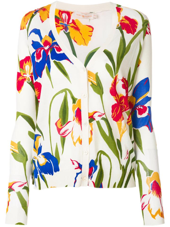 Tory Burch Floral Print Cardigan - White