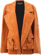 Balmain - Oversized Jacket - Women - Cotton/lamb Skin/polyester/viscose - 36, Brown, Cotton/lamb Skin/polyester/viscose