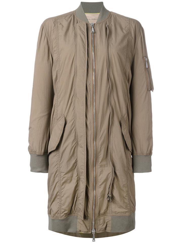 Erika Cavallini Midi Bomber Coat, Women's, Size: 38, Brown, Polyamide/polyester/cupro