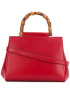 Gucci Nymphaea Tote Bag, Women's, Red, Calf Leather/bamboo