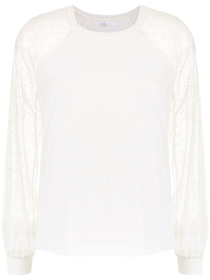 Nk Long Sleeved Tulle Top - White