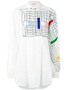 Kilometre - Oversized Patterned Shirt - Women - Cotton - L, White, Cotton