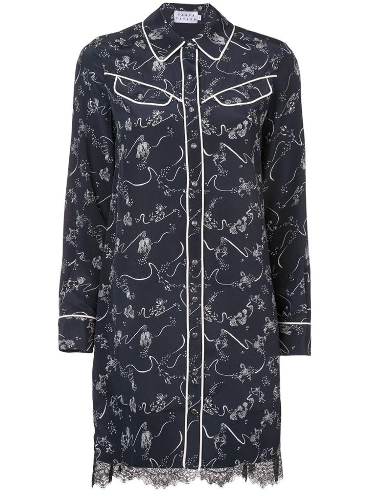 Tanya Taylor Embroidered Shirt Mini Dress - Black