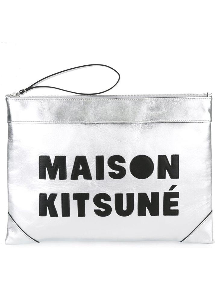 Maison Kitsuné Logo Patch Clutch - Metallic