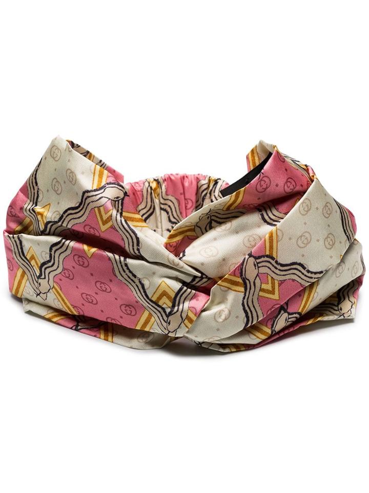 Gucci Pink Scarf Print Silk Turban