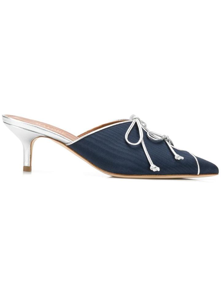 Malone Souliers Victoria Moire Bow-detail Mules - Blue