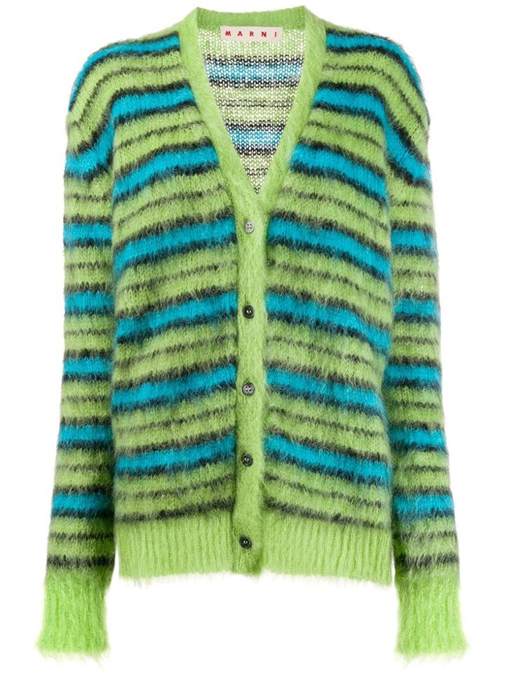 Marni Striped Knit Cardigan - Green