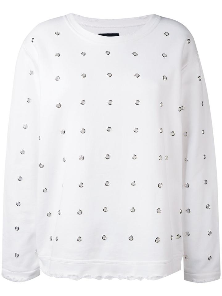 Rta - Distressed Studded Sweatshirt - Women - Cotton/metal - M, White, Cotton/metal