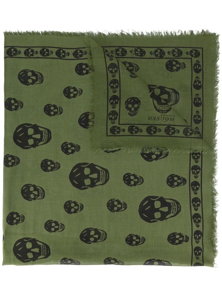 Alexander Mcqueen Skull Print Scarf - Green