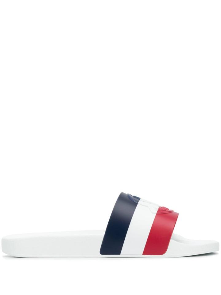 Moncler Basile Embossed Sliders - White