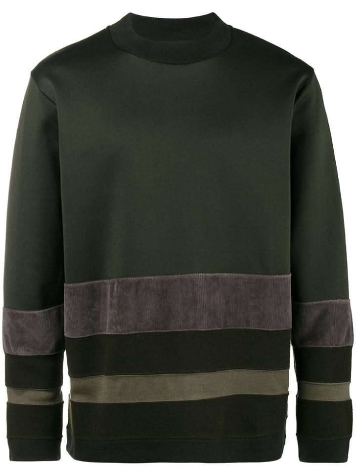 White Mountaineering Mock Neck Stripe Sweatshirt - Green