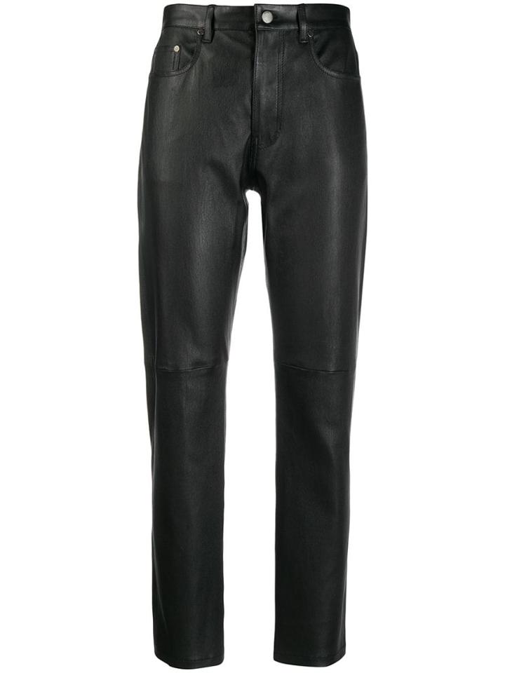 Joseph Leather Straight Trousers - Black