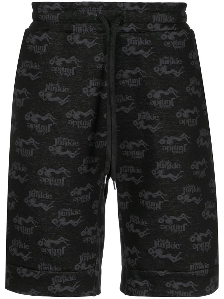 Hysteric Glamour Slogan Drawstring Shorts - Black