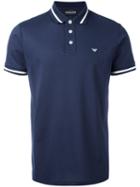 Emporio Armani Striped Trim Polo Shirt, Men's, Size: Xl, Blue, Cotton